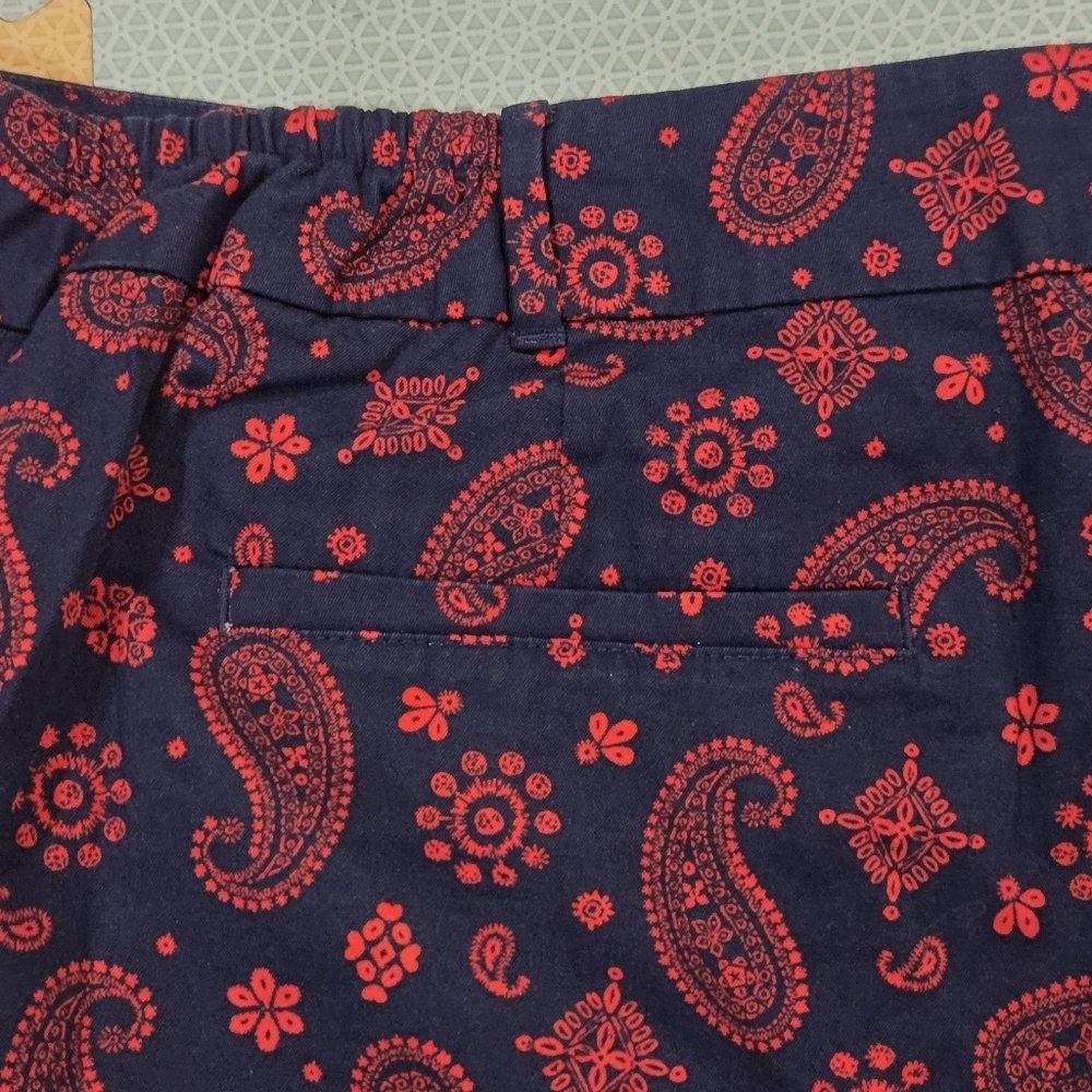 Talbots Women's Navy and Red Paisley Scallop-Trim Shorts Size 24W - Picture 11 of 12